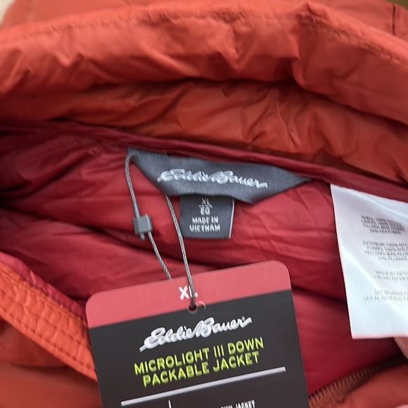 Eddie Bauer Men’s Microlight Down Packable Jacket, Lightweight, Size XL, NWT - Picture 7 of 8